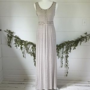 Max Studio Tan/Cream Stripe Maxi Dress